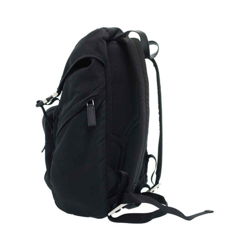 Prada Black enamel triangle logo flap ReNylon backpack